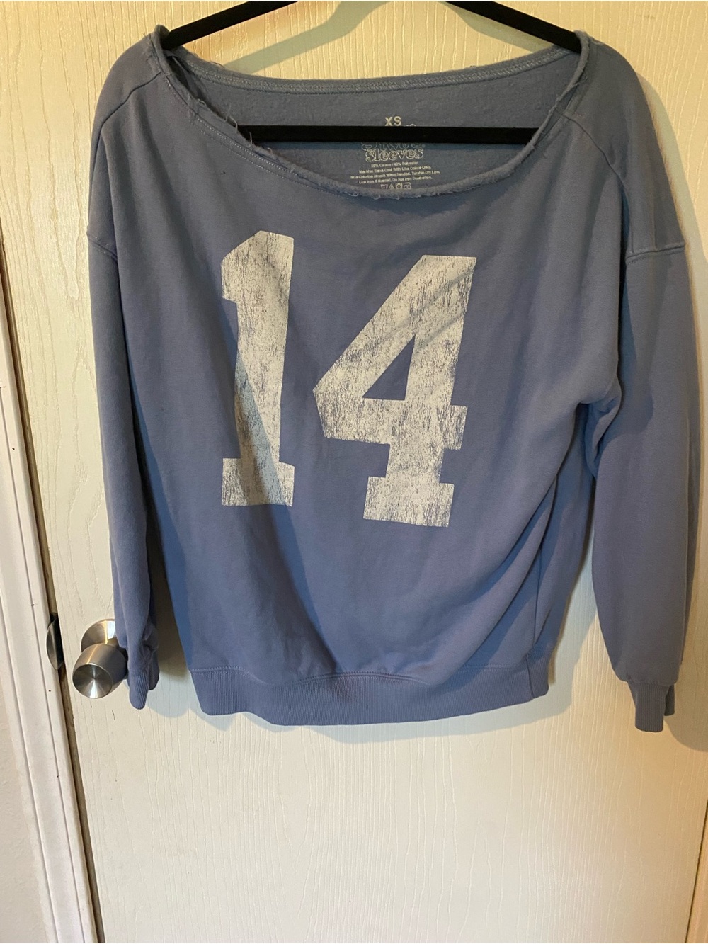 Women's Vintage-Inspired Light Blue '14' Crewneck Sweater